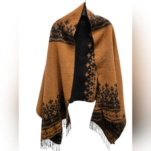 Rick Pallack Fringed Cashmere Reversible Shawl 74" X 30" Made In Italy